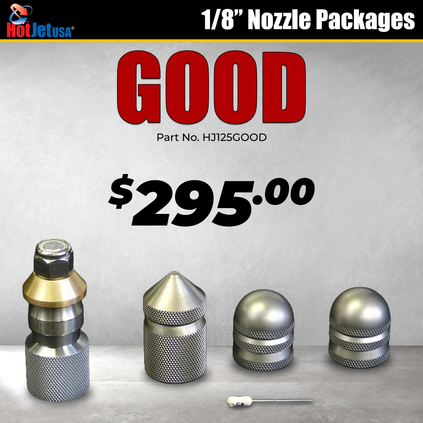1/8" Good Sewer Jetter Nozzle Package