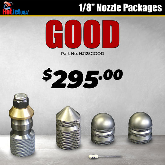 1/8" Good Sewer Jetter Nozzle Package